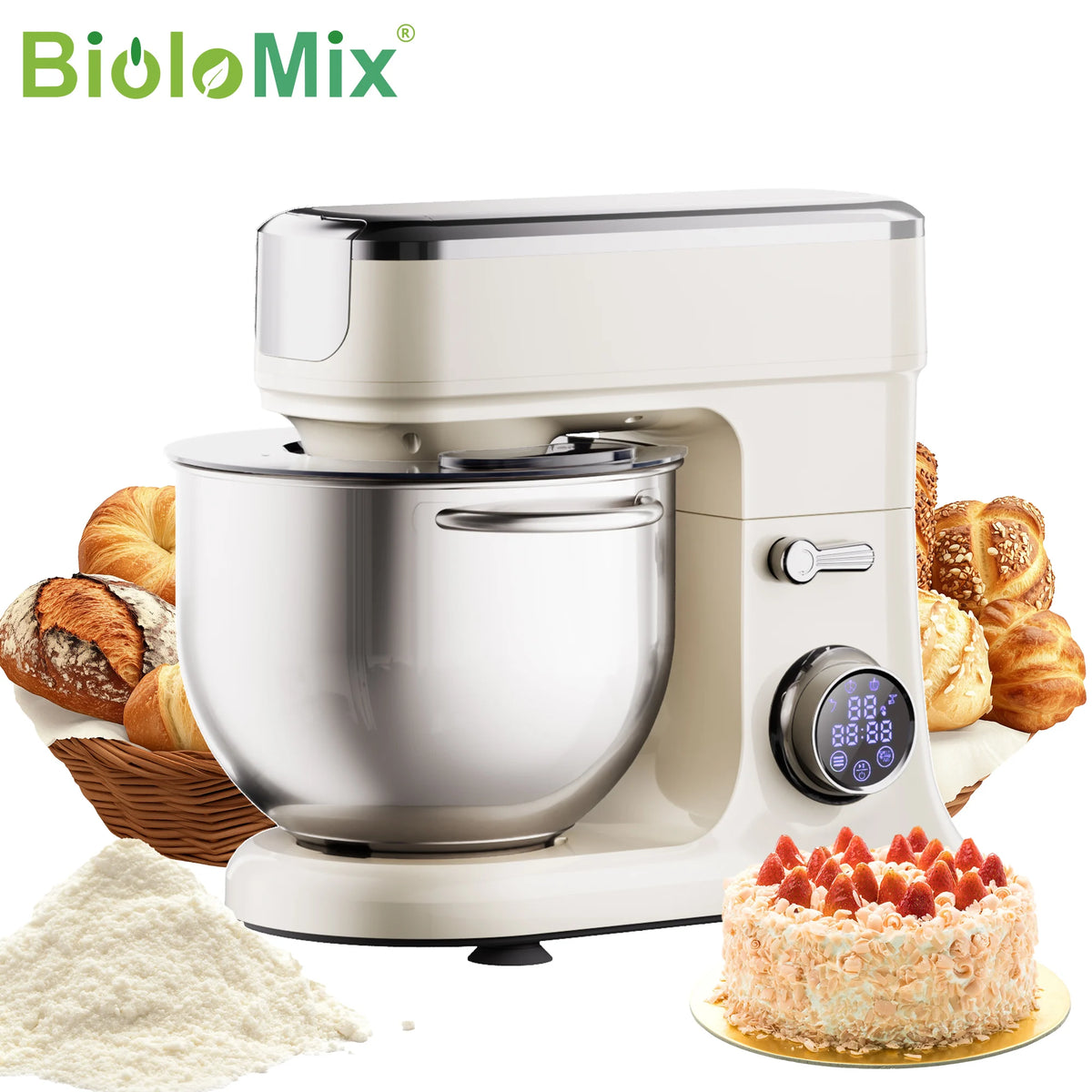 Biolomix 7l Food Mixers Baking 1200w Dc Motor