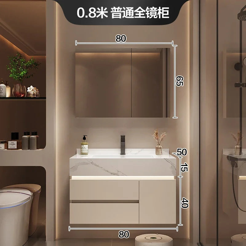 Partitions Storage Bathroom Cabinet Organizer Mirror Wall Shelves