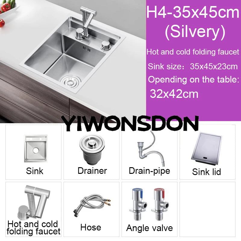 Nano Hidden Bar Sink Black Folding Faucet Silvery