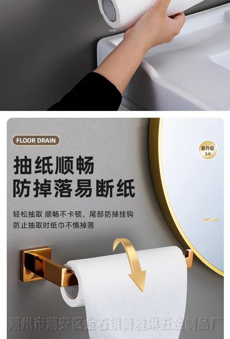 Polished Golden Bathroom Hardware Hook Towel Bar Toilet