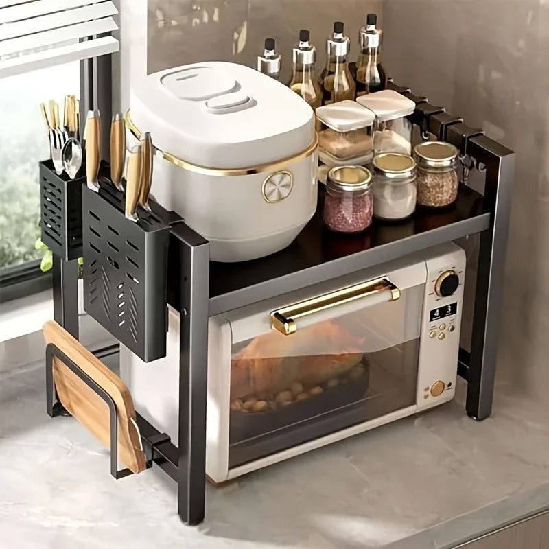 Height Adjustable Microwave Stand Heavy Duty 2-Tier Storage