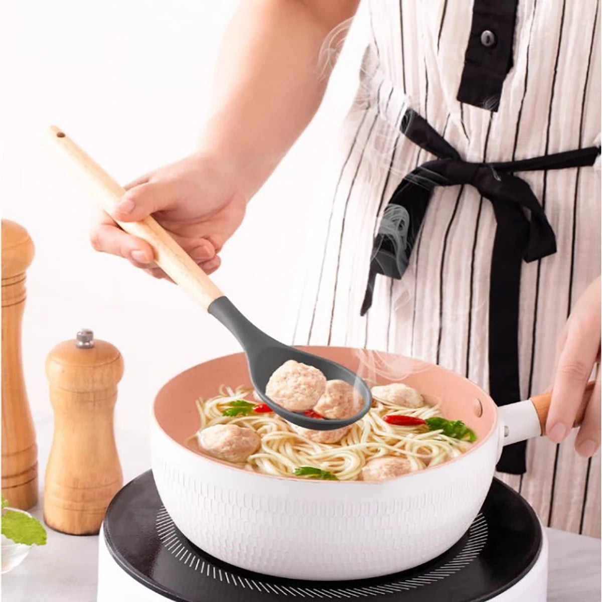 12pcs Silicone Cooking Utensils Non-Stick Cookware Black Cuisine