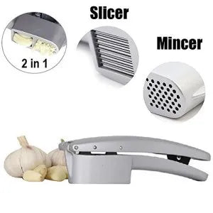 Garlic Press 2-In-1 Mincer Crusher Slicer Peeler &