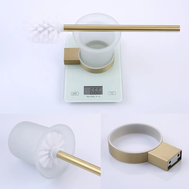 Brushed Gold Towel Ring Holder Bar Rack Brush/Paper