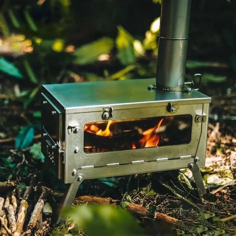 Tryhomy 1mm Titanium Wood Stove Folding Ultralight Camping