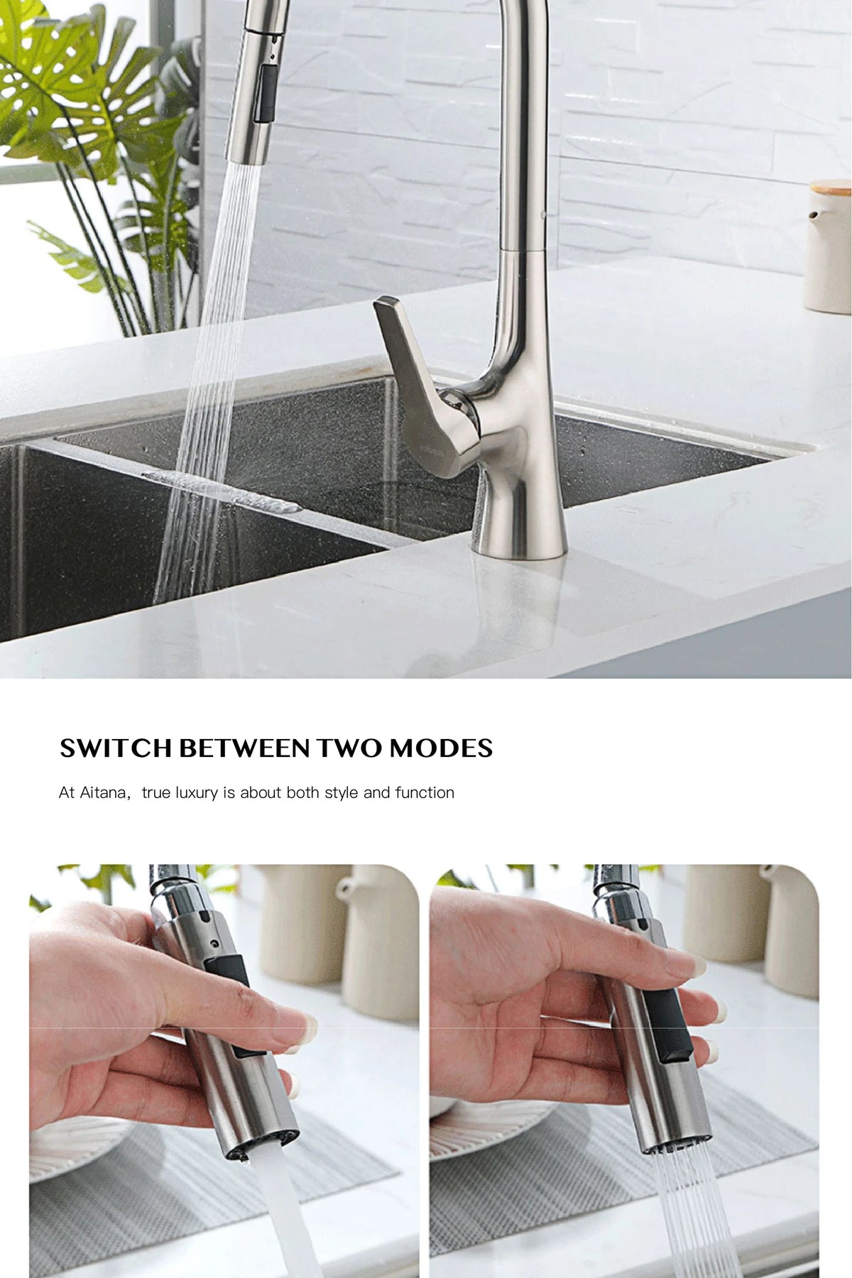 Aitana Modern Brushed Gold Faucet Handle Hole Ceramic