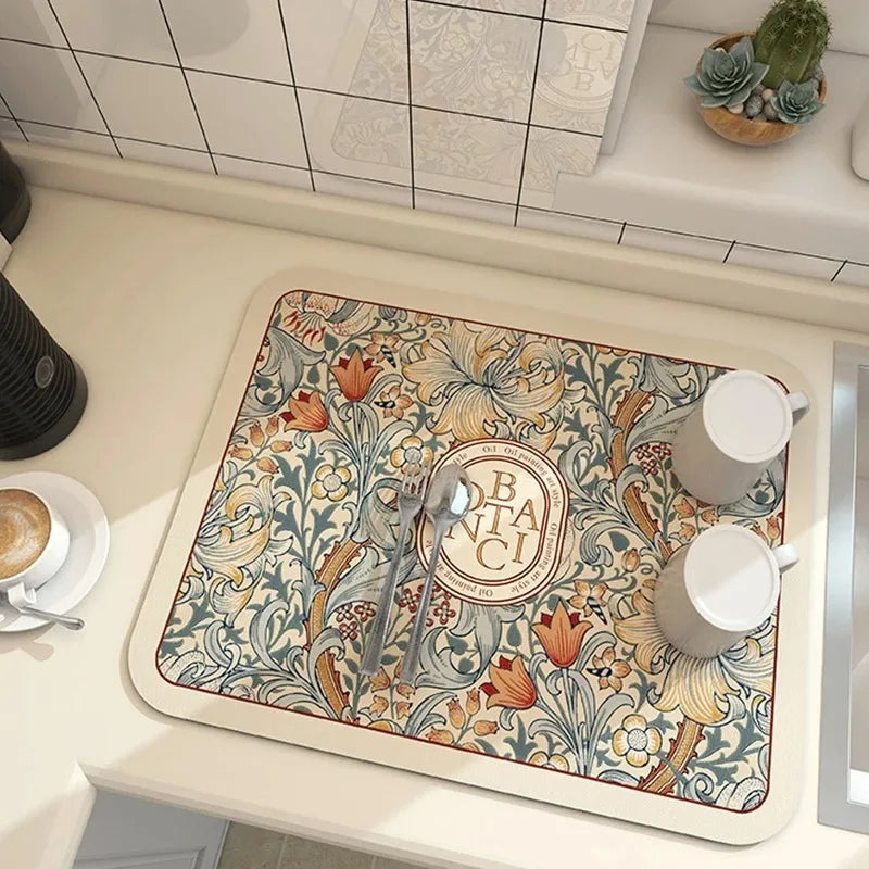 Drain Mat Dining Table Absorbent Mat Tableware Quick-Drying