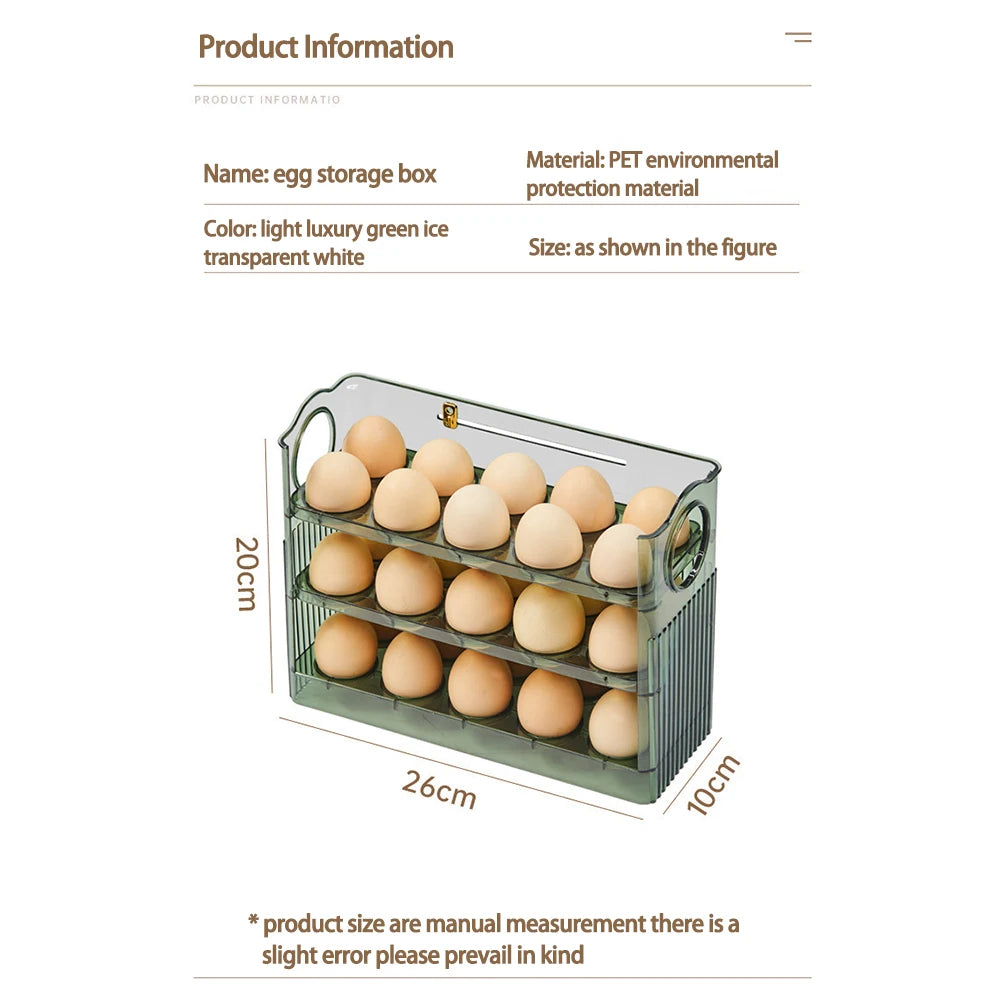Three-Layer Flippable Egg Holder 30 Eggs Egg Storage