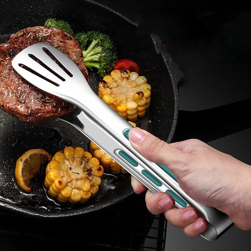 Non-Slip Stainless Steel Food Tongs Meat Salad Bread