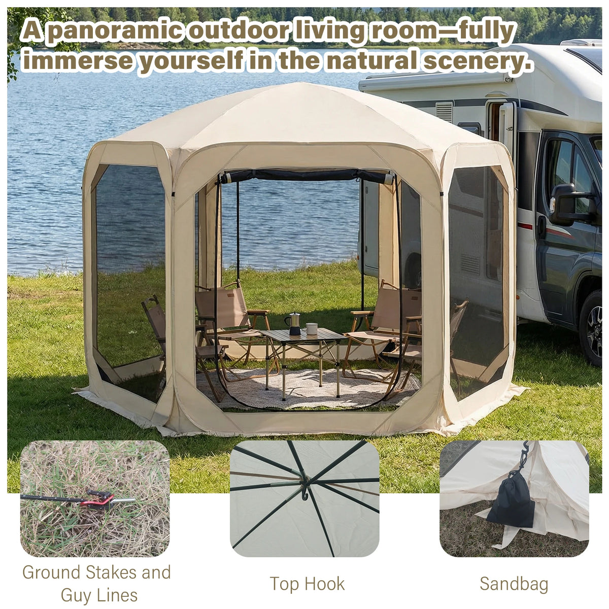 Uv Protective Pop-Up Screen Tent Sunshade Grasslands Beaches