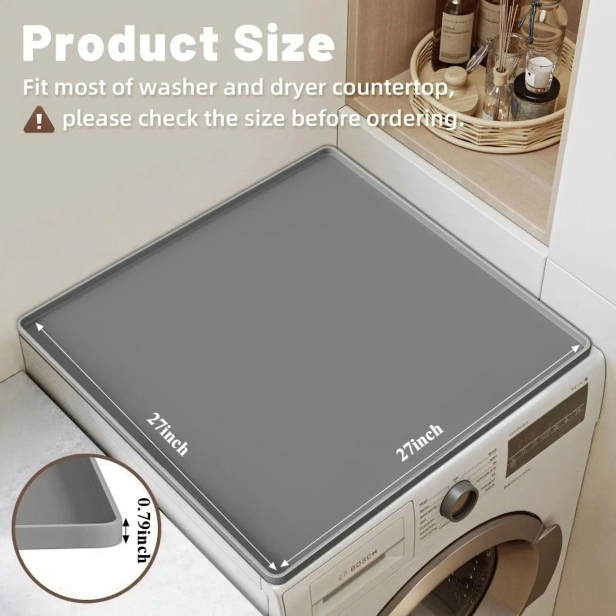 Grey Washer Dryer Top Cover Pack 27x27 Inch