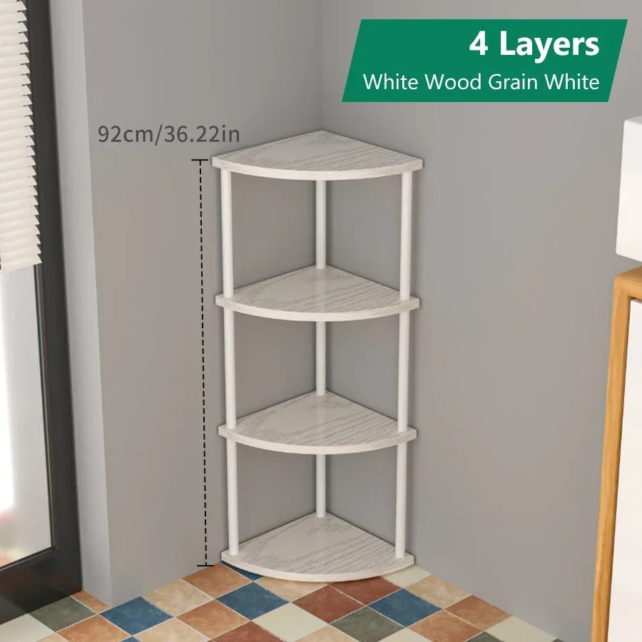 Multi-Layer Storage Rack Wall Corner Shelf Living