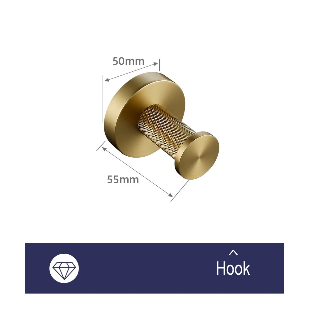 Brushed Gold Towel Rack Knurled Towel Bar Robe