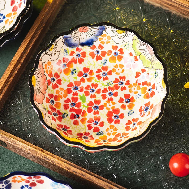 Ceramic Fruit Dessert Salad Bowl Plate Creative Retro