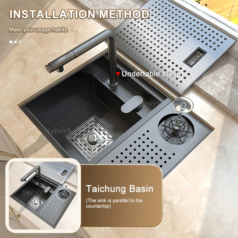 Hidden Bar Apartment Stainless Steel Sink Hand Wash