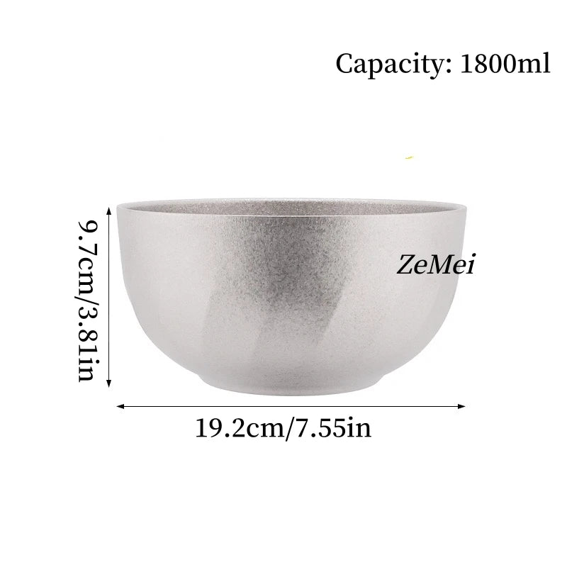 Pure Titanium Thickened Double-Wall Salad Bowl Multicolor