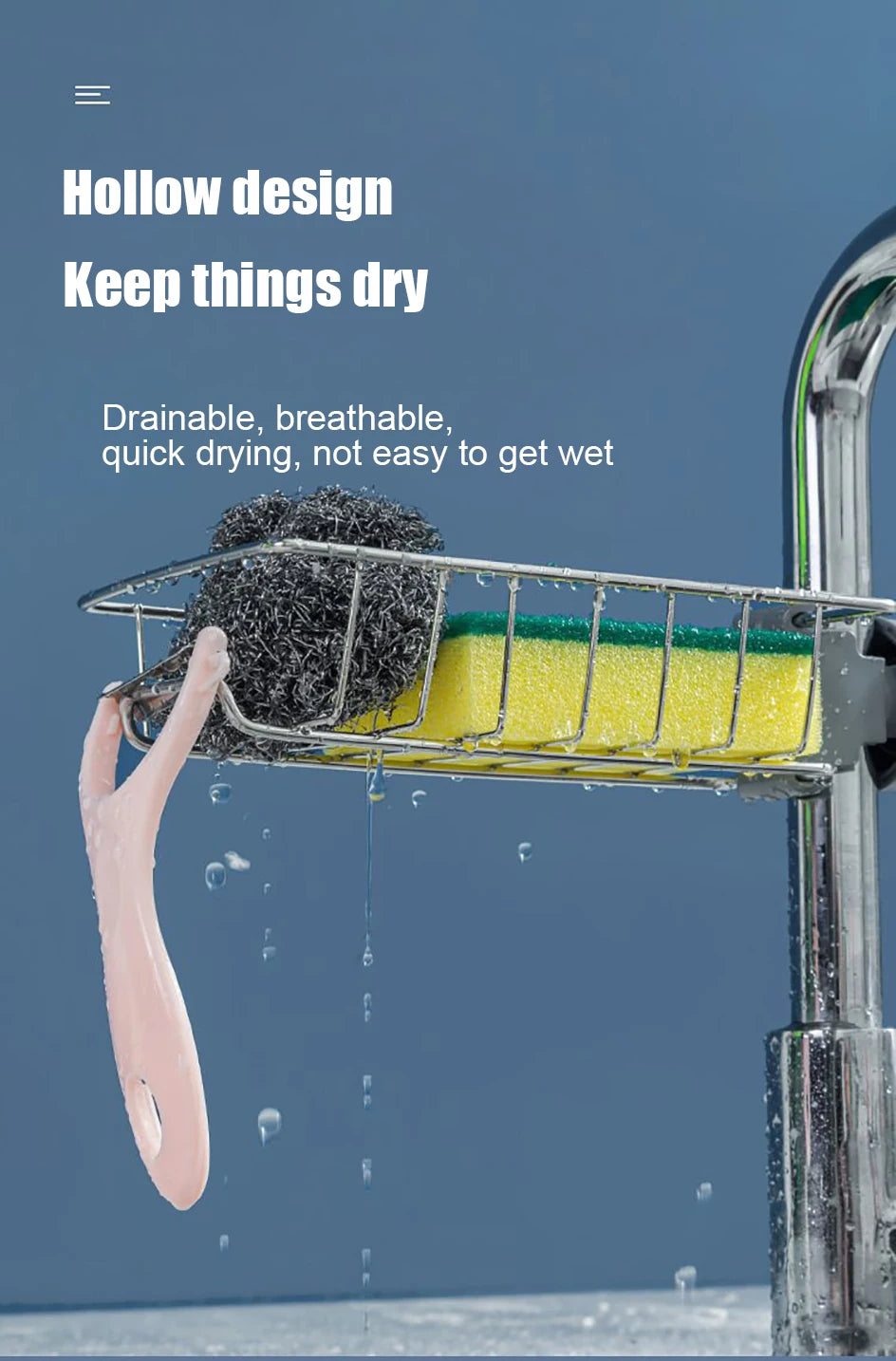 Sink Drain Rack Sponge Storage Flexible Faucet Holder