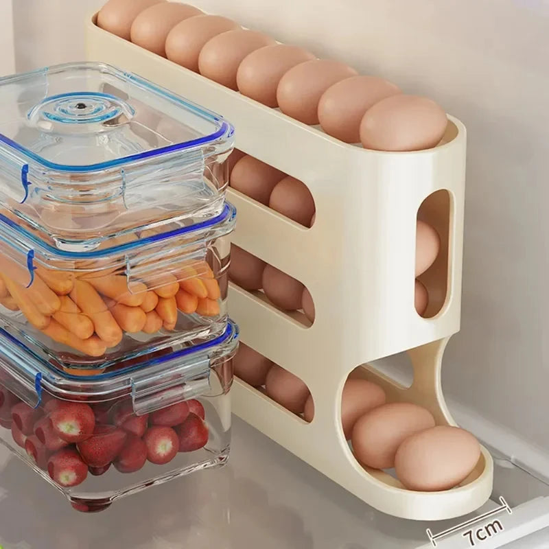 2-3 Tier Rolling Egg Storage Container Refrigerator Holds