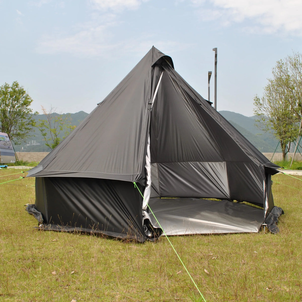 Person Large Pyramid Tent Four Seasons Camping Chimney