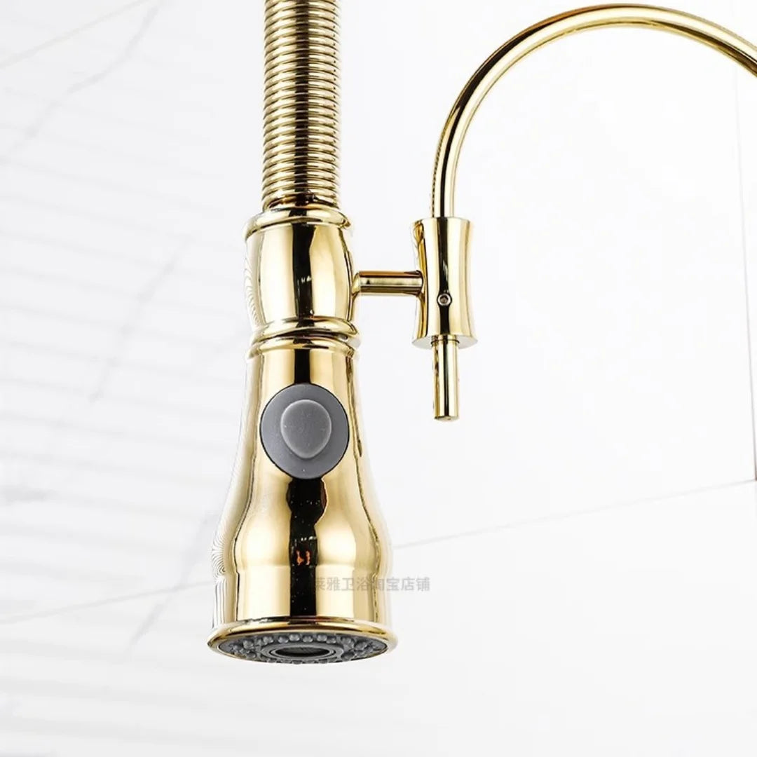 Gold Pull Down Faucet Brass Cold Sink Faucet
