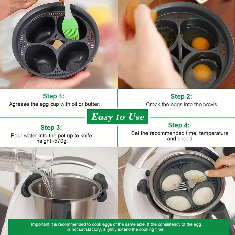 Four Compartment Egg Steamer Poached Egg Cooker Bowl