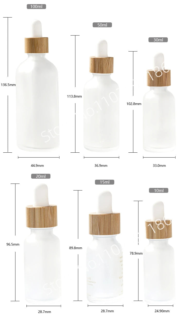 5ml-100ml Dropper Bottle Bamboo Wood Lid Brown Glass