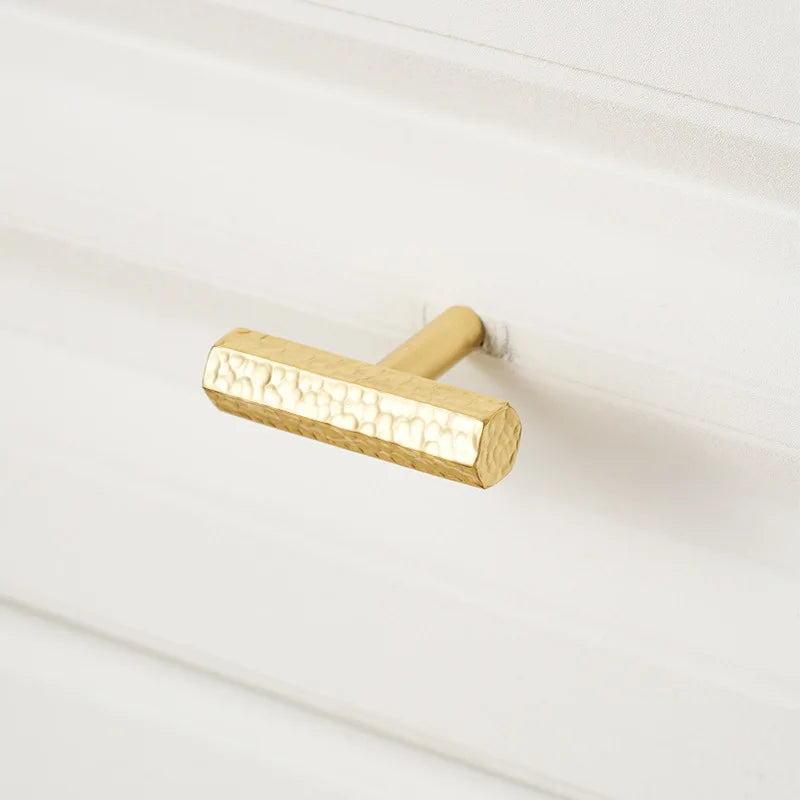 Solid Brass Wardrobe Handles Hammered Texture Handles Gold