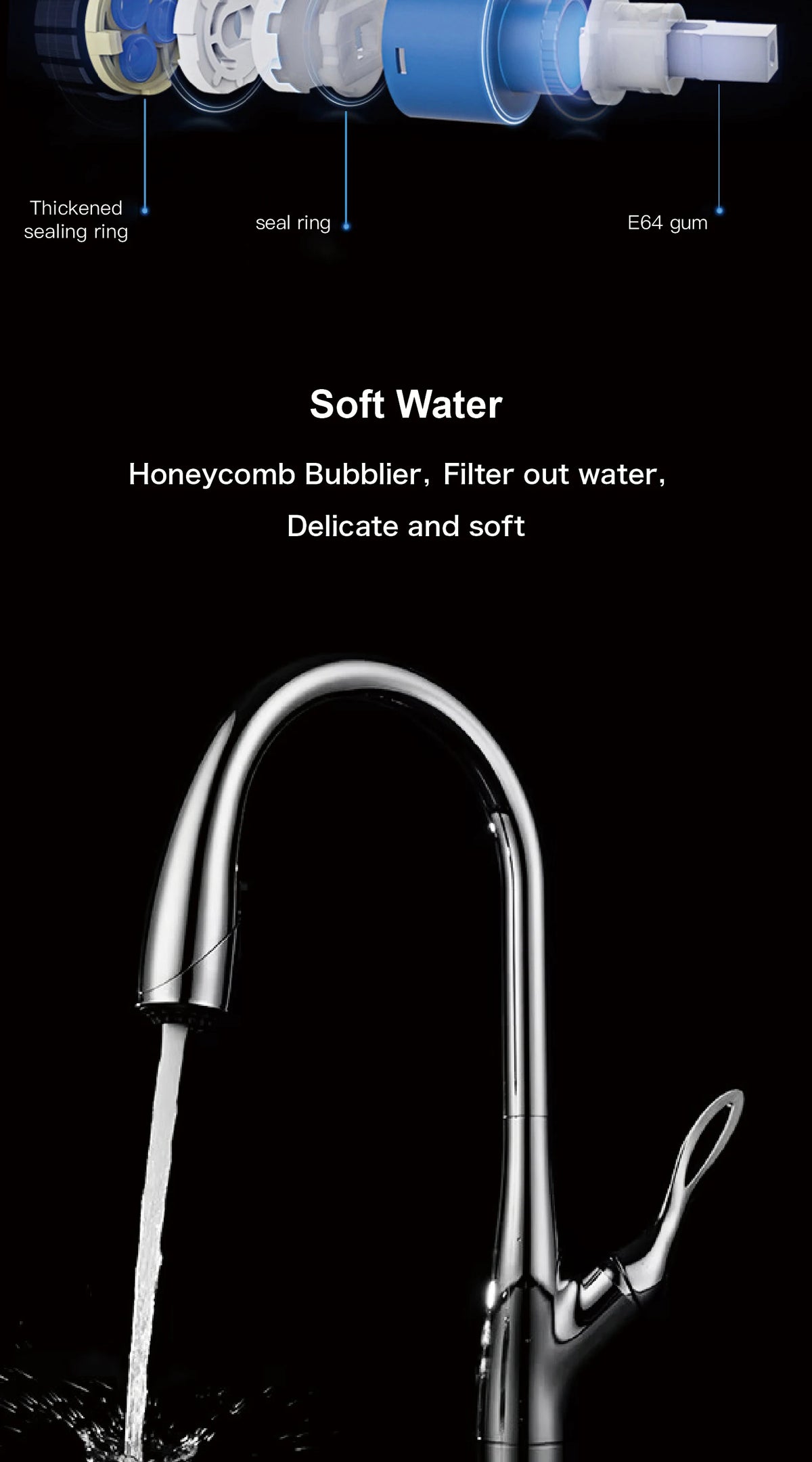 Brushed Gold Brass Faucet Pull Out Sprayer Ceramic