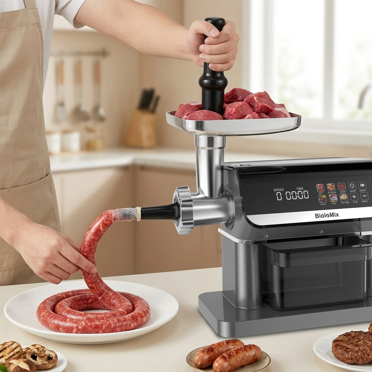 Biolomix 1600w Meat Grinder Touch Screen Presets Auto-Reverse