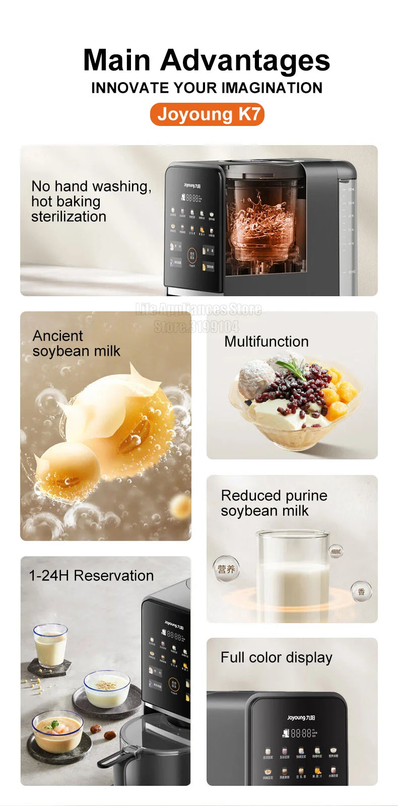 Joyoung K7 Electric Blender Auto Clean Soymilk Maker
