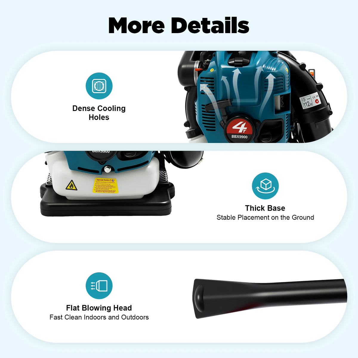 75 6cc 4-Stroke Gas Backpack Leaf Blower 2600w