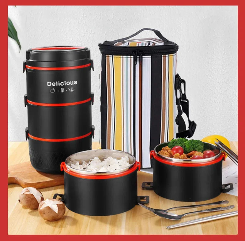 Layer Stainless Steel Lunch Box Kids Student Office