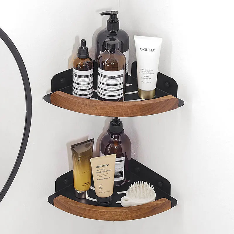 Black White Bathroom Shelves Wall Mountedspace Aluminum Wood