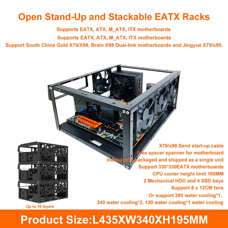 Diy Computer Motherboard Case Rack Aluminum Frame Chassis