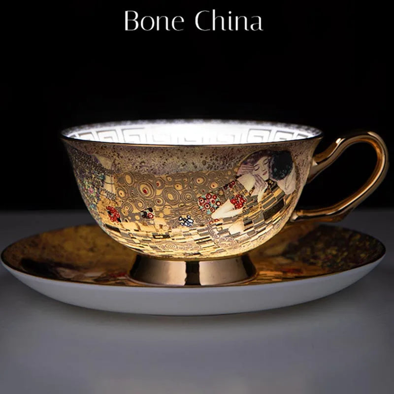 European Bone China Ceramic Coffee Cup Dish Spoon