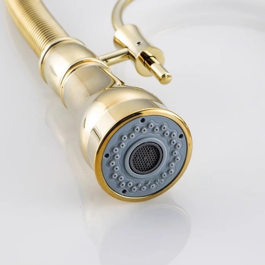 Gold Pull Down Faucet Brass Cold Sink Faucet