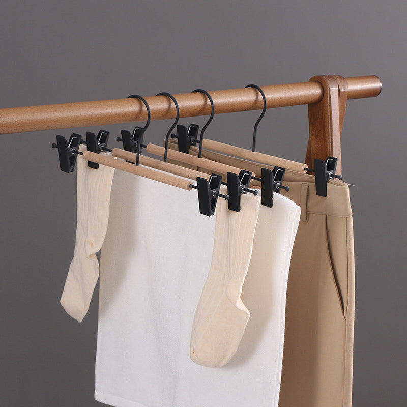5pcs Trouser Hangers Durable Iron Wood Drying Rack