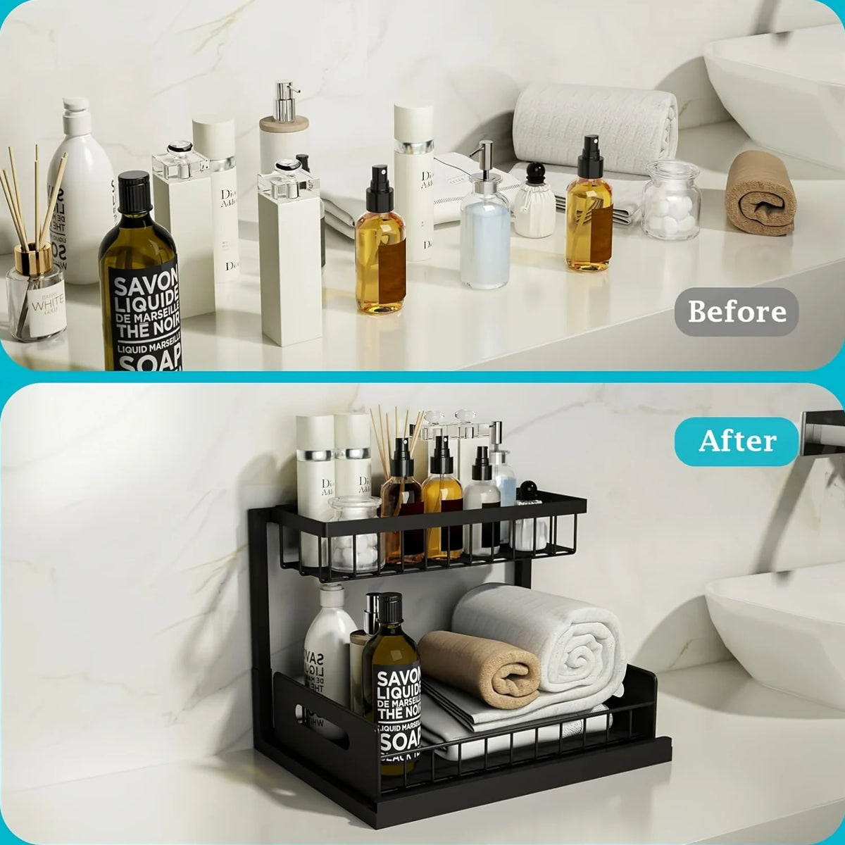 Under Sink Organizer Pull Out Cabinet Organizer Tier
