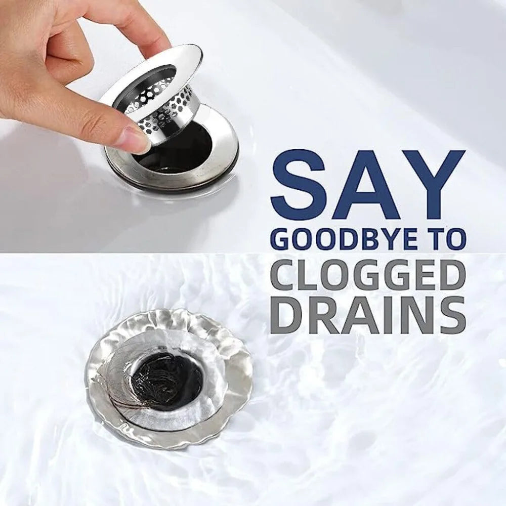 Universal Stainless Steel Bathroom Sink Strainer Hair Catcher