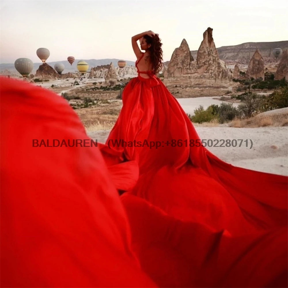 Elegant Sexy Red Wedding Party Dress Soft Stain