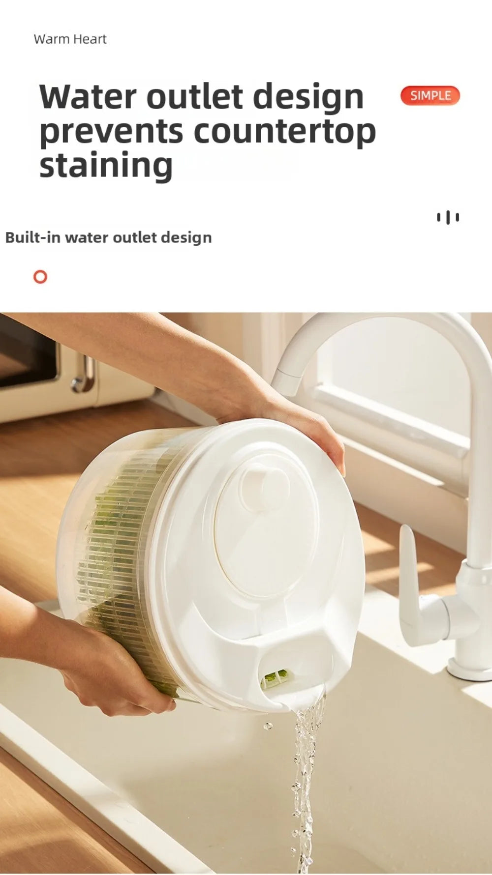 White Vegetable Dehydrator Salad Spinner Dryer Fruit Lettuce