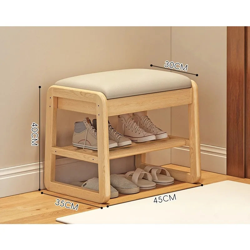 Solid Wood Storage Shoe Exchange Stool Solid Wood