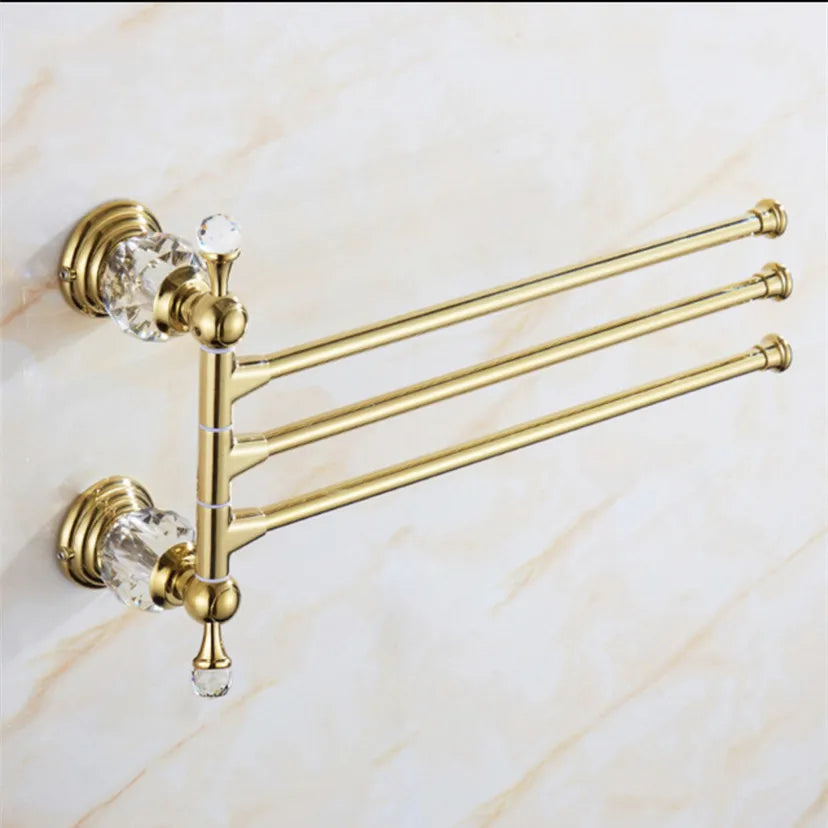 Shower Shelf Toilet Paper Holder Golden Crystal Wall
