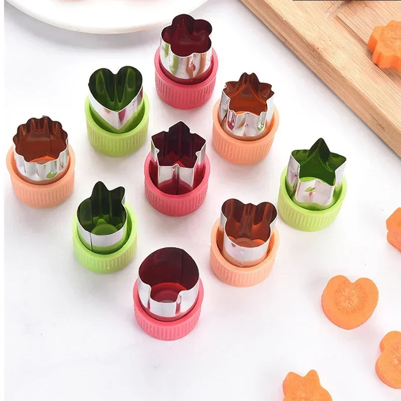 3/12pcs Star Heart Shape Vegetables Cutter Plastic Handle