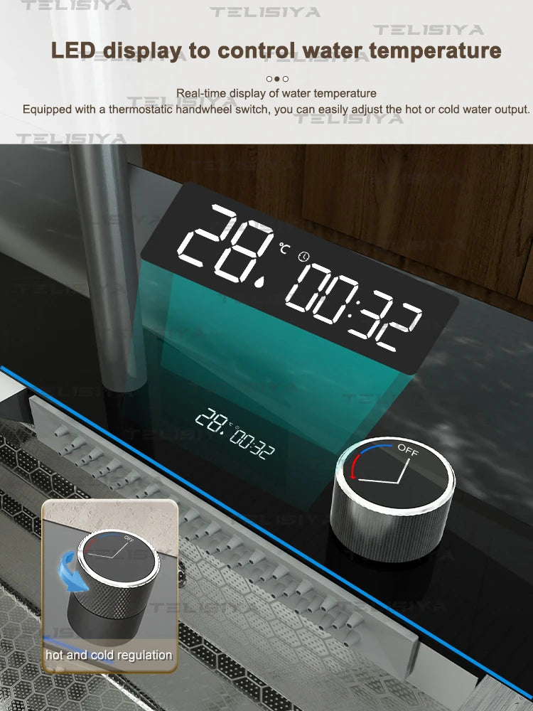 Stainless Steel Sink Digital Display Waterfall Large Slot