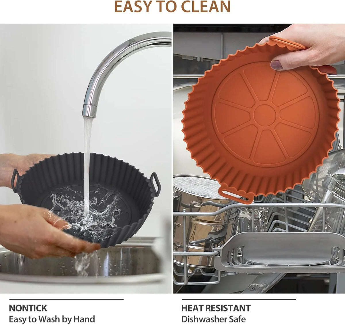 1pc Air Fryer Silicone Baking Tray Mat Circular