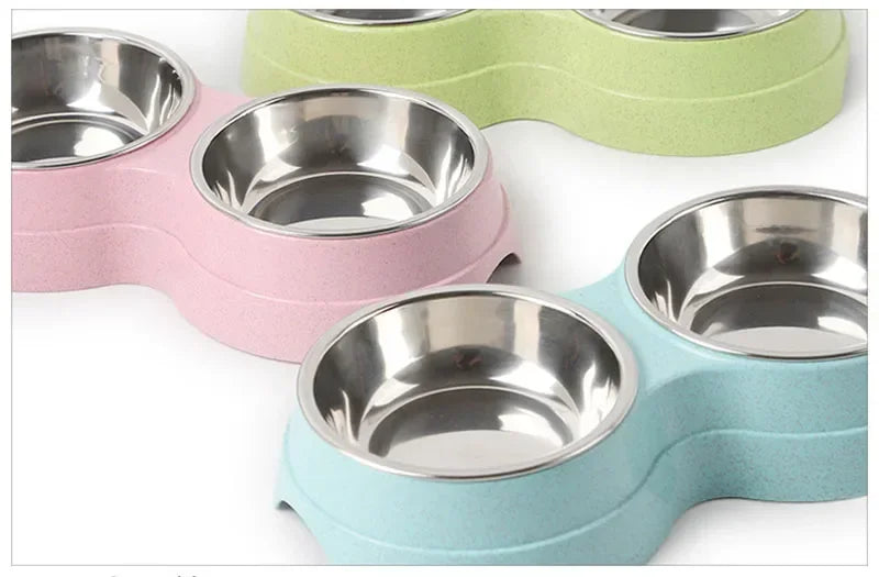 Antislip Double Dog Bowl Silicone Mat Durable Stainless