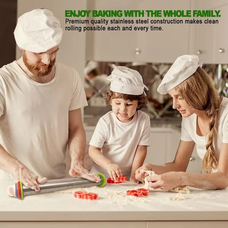 17inch Rolling Pin Pastry Baking Mat Stainless Steel
