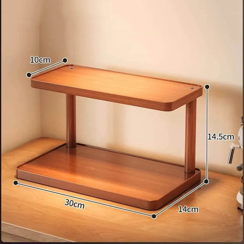 2-Tier Wooden Countertop Storage Shelf Multilayer Desktop