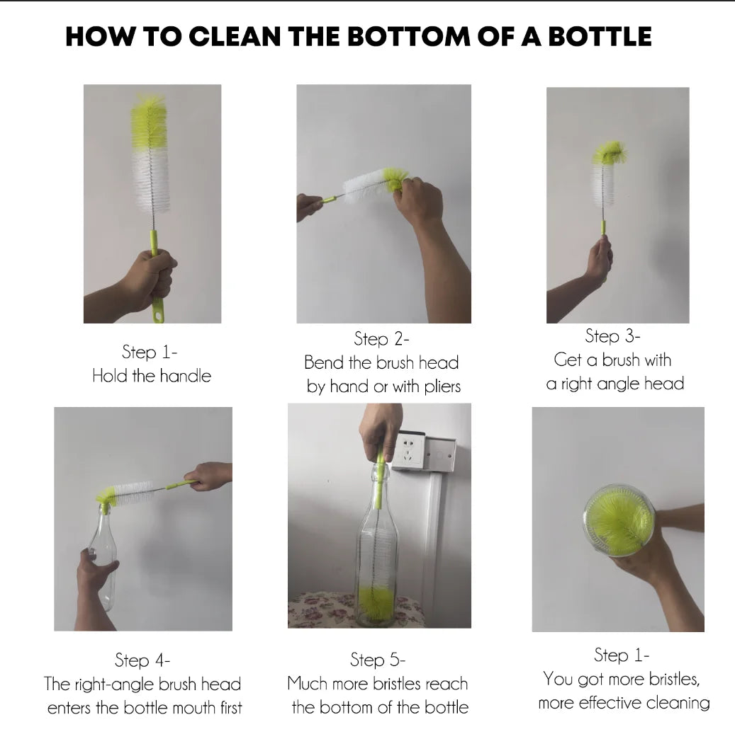 16-Inch Long Bottle Brush Cleaner for Cleaning Wine/Beer/Sports Drinks/Thermos/Glass & Long Narrow-Mouth Sports Bottles